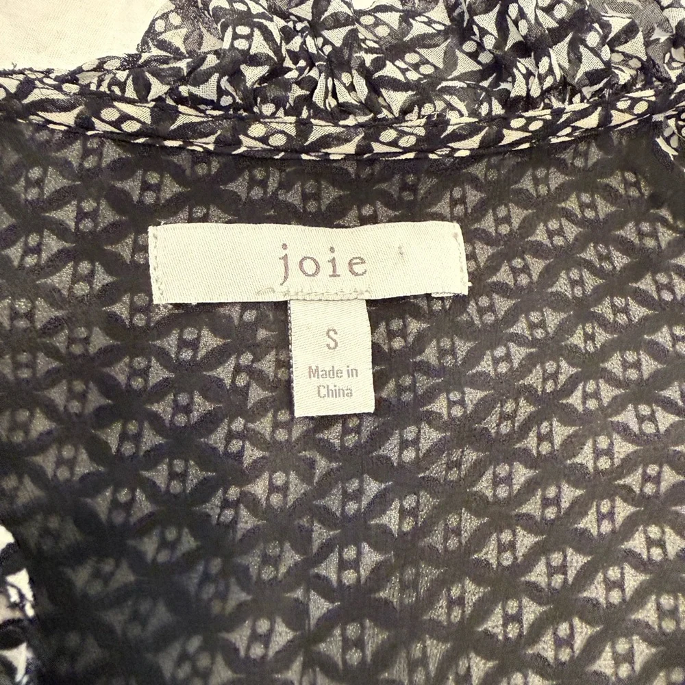 JOIE Zaida Ruffled Printed Silk-Chiffon Peplum Blouse Size Small - Picture 7 of 7